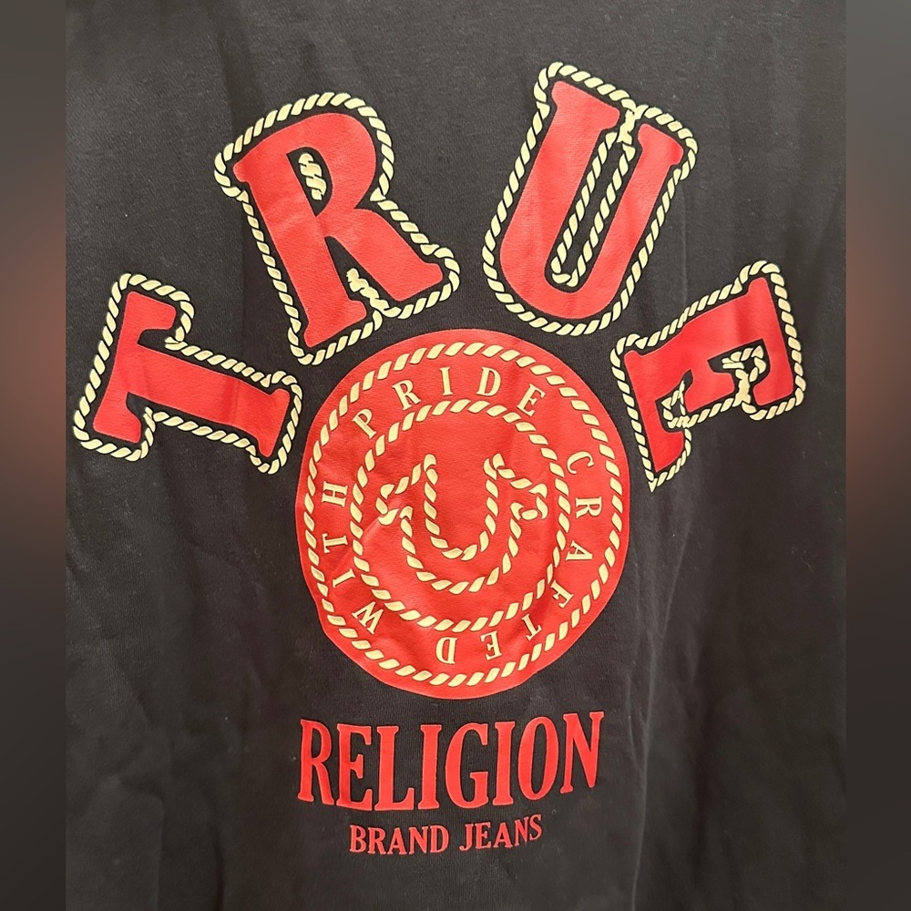 True Religion NWT Men’s College zip black hoodie.  Size XL - Picture 5 of 5